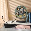 F26C Multipurpose Iron Holder for Displaying Round Plate Photo Picture Frame Stained Glass Art Stand Base Easy Installation