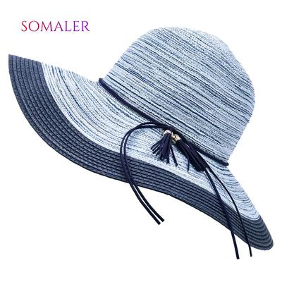 Colorful Sun Hats For Women Summer Wide Brim Straw Beach Hat Foldable Floppy Female UV UPF Protection Travel Caps