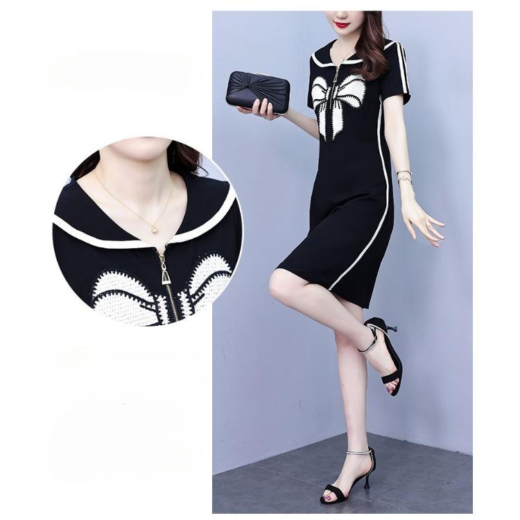 Youthful Peter Pan Collar Bodycon Dress Slim Fit Summer Dress Hide Belly for Women
