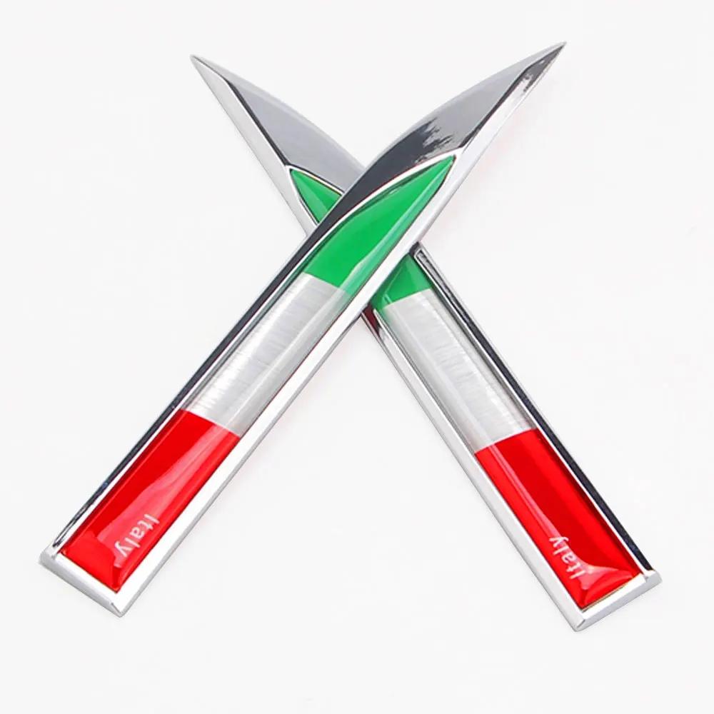 1 Paar 3D Metall Auto Dekoration Metall Klebeaufkleber Französische Flagge Italien Flagge Emblem Abzeichen für Auto Motorrad Aufkleber