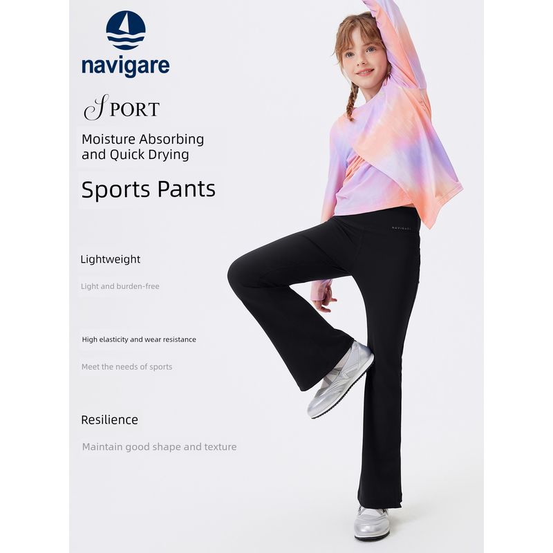 Navigare Italian Small Sailboat Children's Bell-Bottom Sports Pants Girls' Casual Pants 2026 Spring New Model