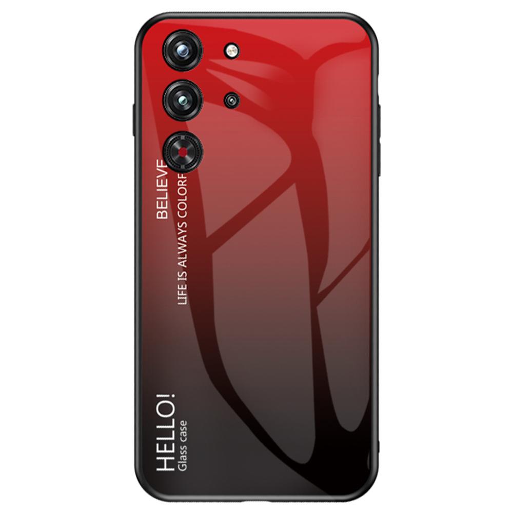 

Для ZTE nubia Red Magic 10 Pro 5G/10 Pro+ 5G Чехол Защита от царапин Закаленное стекло+ПК+ТПУ Чехол для телефона Gradient Red Black