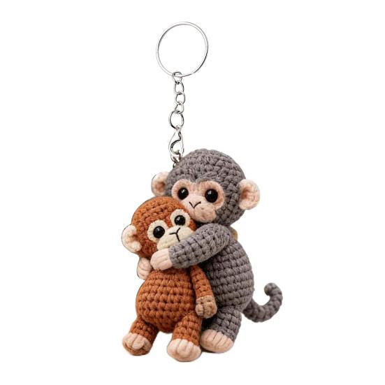 Крючковый Брелок-Обезьянка Ручной Работы Вязаная Милая Обезьянка Шарм для Рюкзака Сумки Ключей Эмоциональная Поддержка Подарок для Семьи Друзей