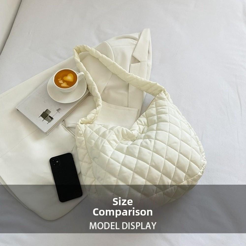 Pleated Bubble Shoulder Bag Solid Color Puffer Padded Crossbody Bag Cloud Pattern Tote Bag  Lady