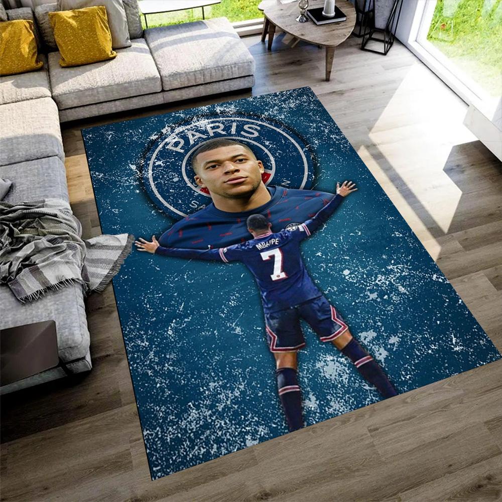 Star Player Kylian Mbappé Floor Mat Design for Outdoor Playrooms Game Room Entryway Antislip Carpet Anime Office Decor