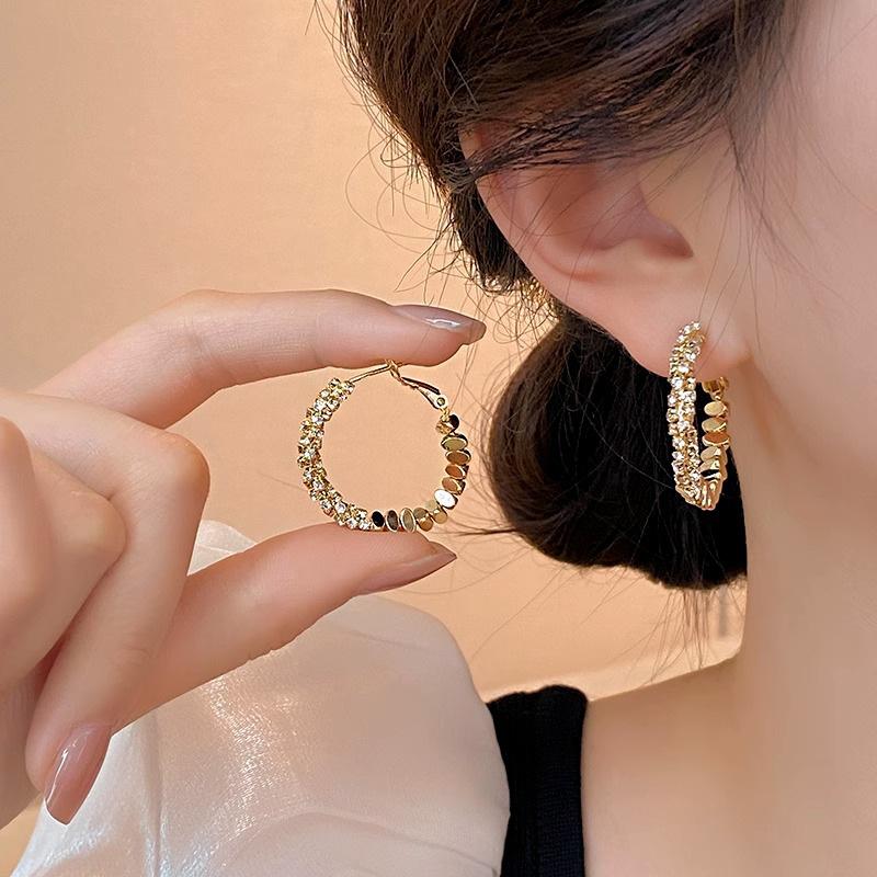 Ear Clips with Elegant Long Fringed Earrings, 925 Silver Pin Earrings, Ear Jewelry