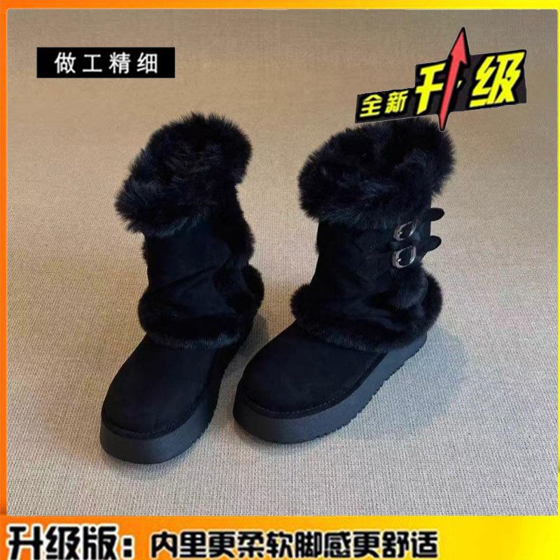 

Женские новые зимние бархатные теплые нескользящие хлопковые ботинки на толстой подошве из натурального меха 40