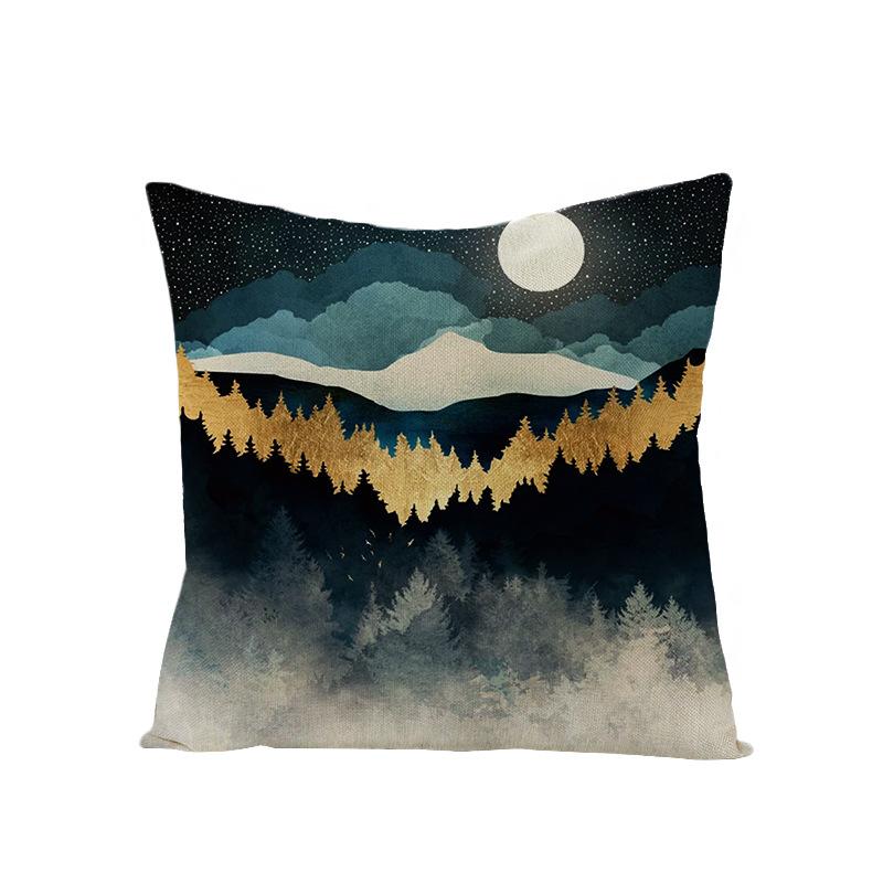 Home Decoration Supplies Landscape Painting Polyester Pillow Cover Home Geometric Abstract Sofa Cushion Cover