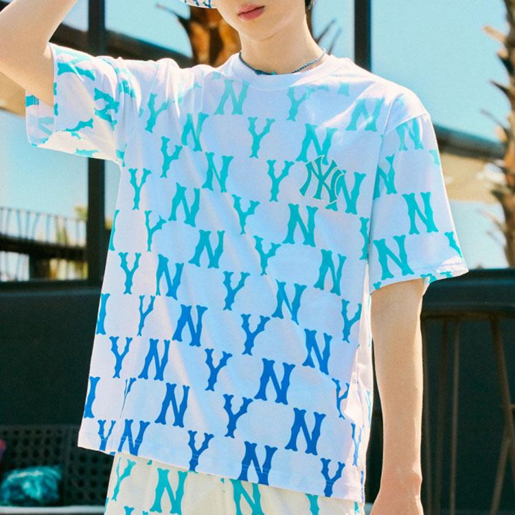 New MLB SS22 Drop Shoulder Sleeve T-Shirt Unisex Blue 3ATSM6223-50BLS