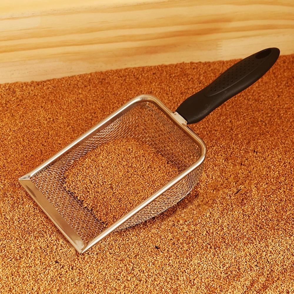 Falltail Stainless Steel Reptile Sand Substrate Scoop Shovel Sifter Fine Mesh Metal Reptile Litter Cleaner Scooper For Sand Bedding