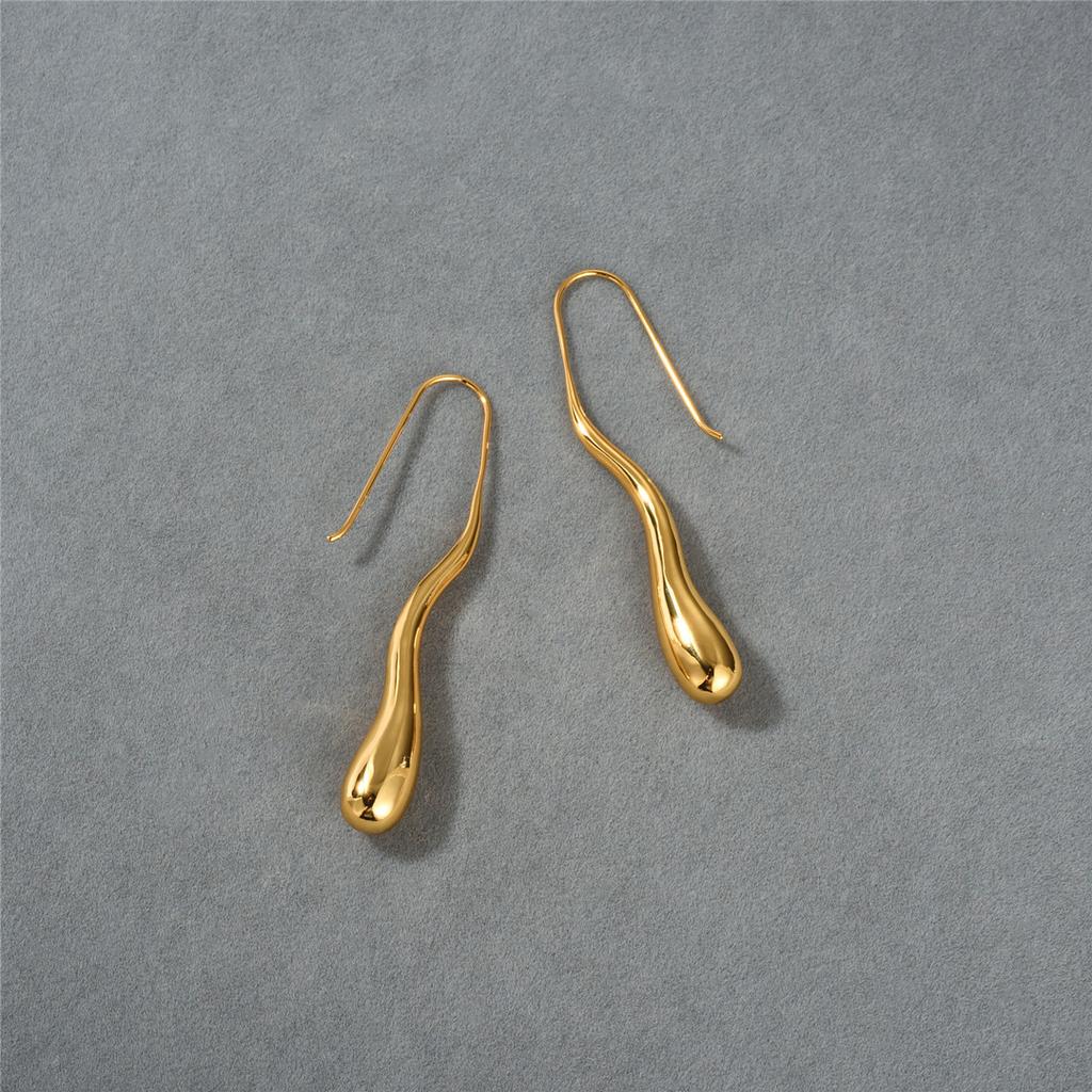 Retro Metal Light Luxury Irregular Water Drop Long Earrings With Generous And Thin Temperament And Cold Wind Earrings