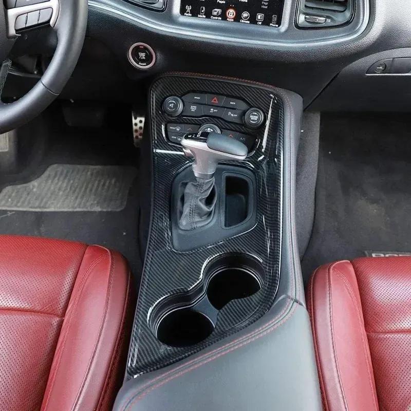 For 2015-2024 Dodge Challenger Gear Shift Shifter Panel Lever Transmission Selector Gearstick Carbon Fiber Cover Trim