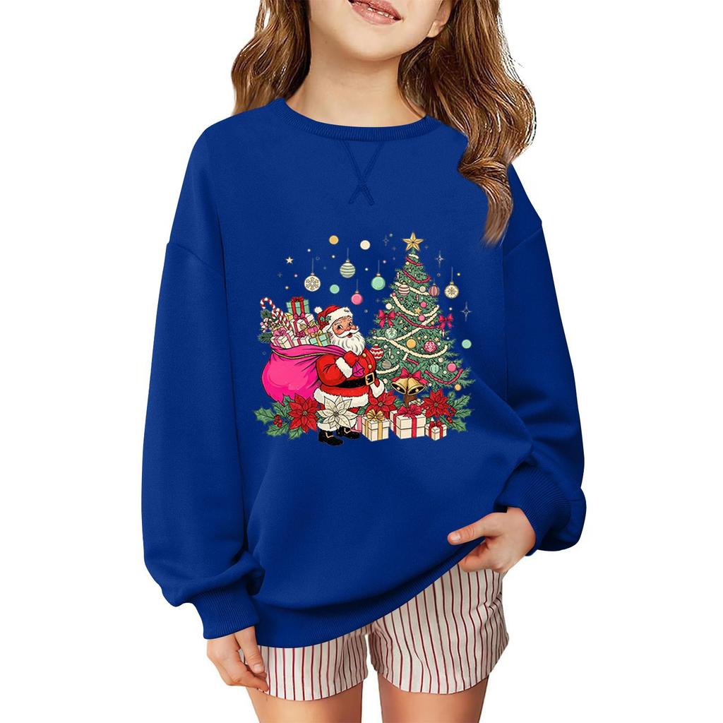 Sudadera de manga larga holgada casual de moda para niños con estampado navideño