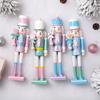 38CM Nutcracker 4styles Macaron- Colored Candy Theme Walnut Soldier Solid Wood Decorative Item Gift Handicraft Christmas NewYear