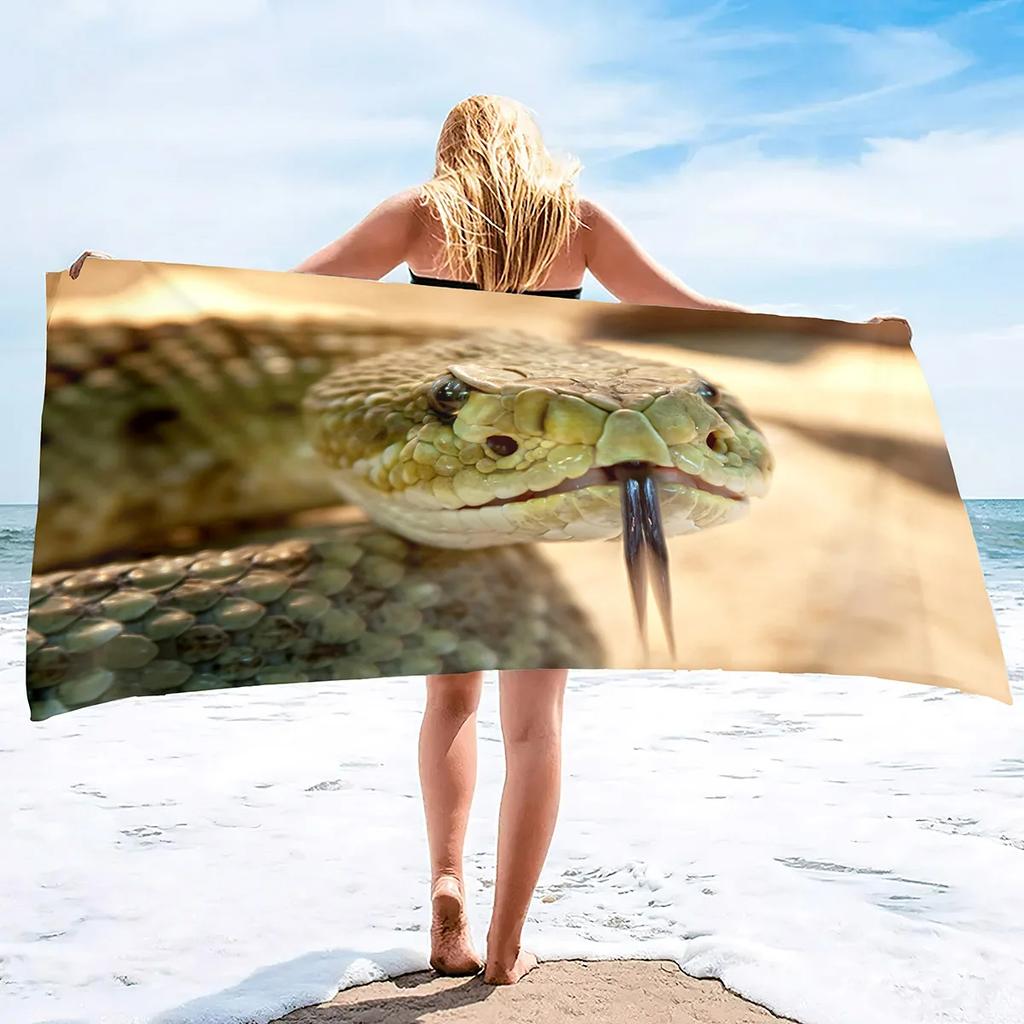 Snake Beach Towel Oversized Microfiber Bath Towel,Super Absorbent Sand Free Cool Swim Travel Spa Sport Towels for Reptile Lovers