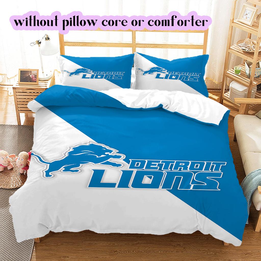 Detroit Lions Pattern Bedding,Quilt Set Quilt Cover Pillowcase Home Birthday Gift (1*duvet cover+2*pillowcase,without core)