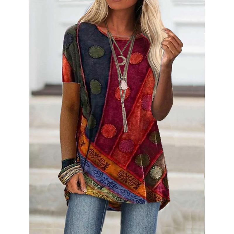 

Summer T Shirts Geometric 3D Print Streetwear Women Vintage Short Sleeve Boho T-shirt Tunic Tops Plus Sized Tees 6XL