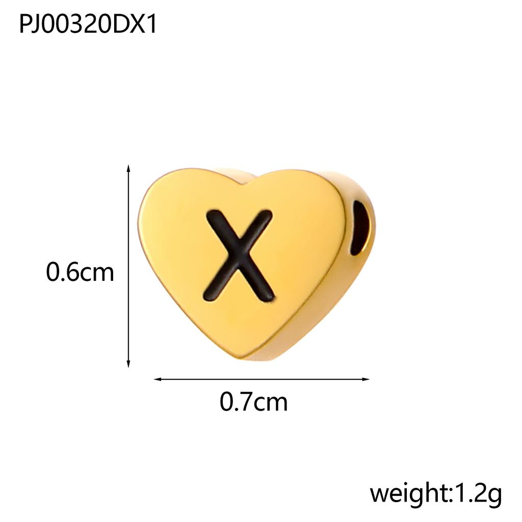 CARLIDANA Stainless Steel Alphabet Pendant Jewelry Accessories Gold Plated Black Letter Charm Heart Initial Beads for Jewelry