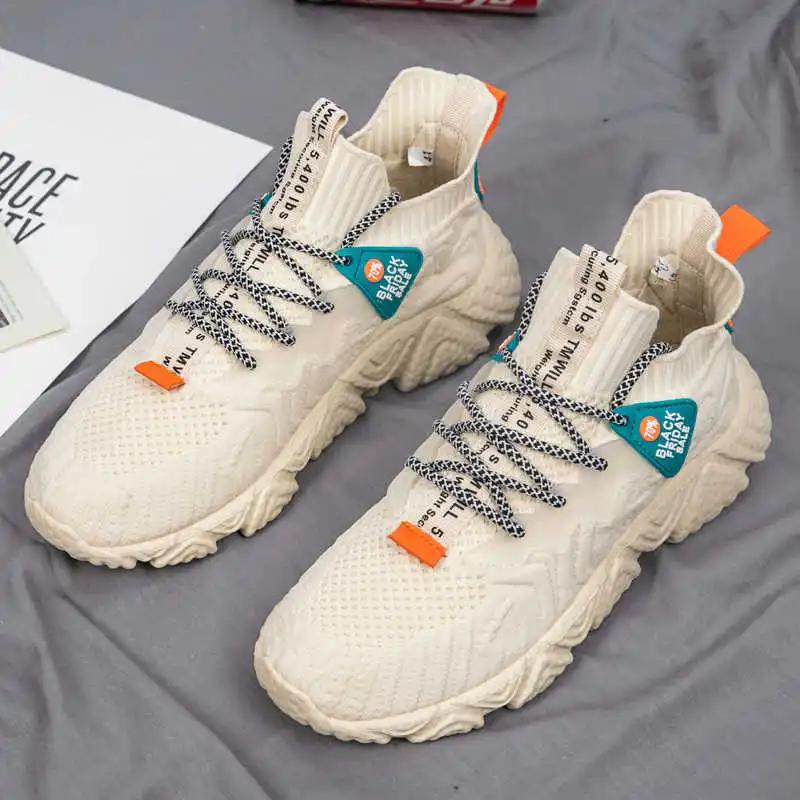 Lace-up Sumer Sneakers Men's High Cut Mens Blue Shoes Long Boots White Sport Athlete Tines Genuine Brand Tenisky Badkets