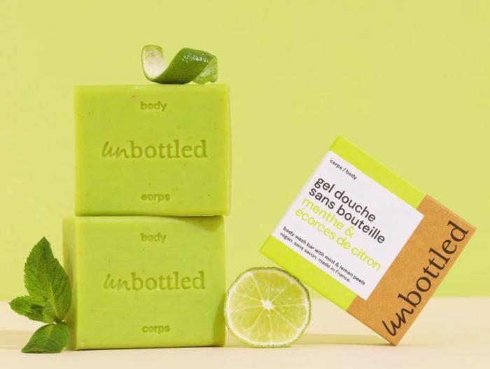 UNBOTTLED - Gel Douche Sans Bouteille Savon Menthe Et Ecorces De Citron 110 grs