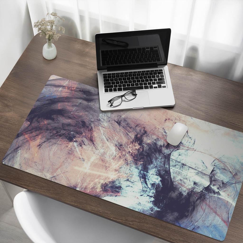 Modern Vinyl Desk Mat for Keyboard Abstract Brush Chaos 120X60 Cm