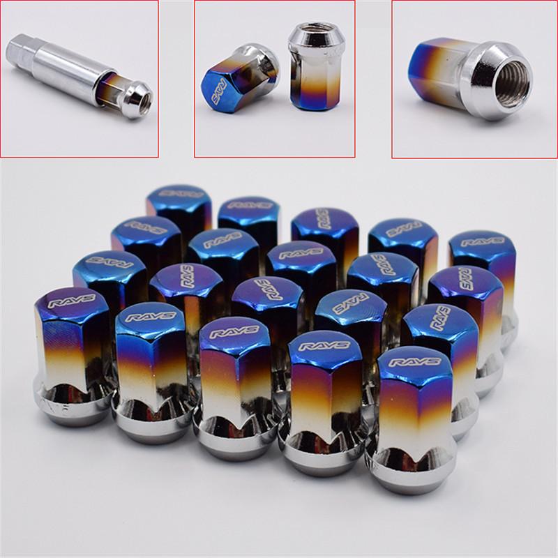 Rays Burnt Blue Steel Wheel Rims Lug Nuts 17HEX M12x1.5/M12x1.25