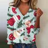 Women's Fashion Print Long Sleeve Knitted Cardigan Button Up Jacket