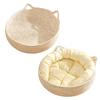 Cat Bed Basket Cotton Rope Pet Bed with Cat Ear Design Handwoven Sleeping Basket for Cats Puppies Rabbits Small Pets