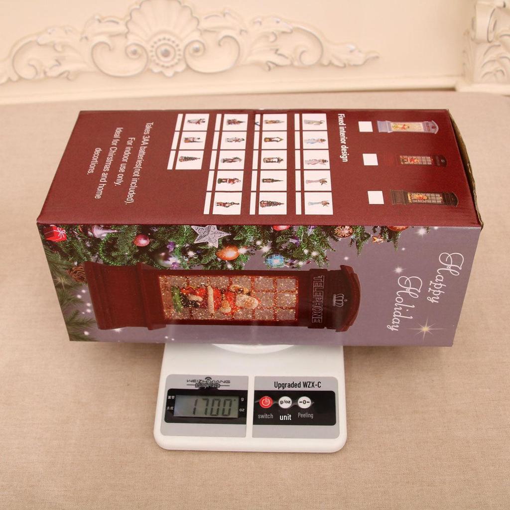 Large Luminous Telephone Booth Snow Globe - Creative Christmas Ornament & Gift