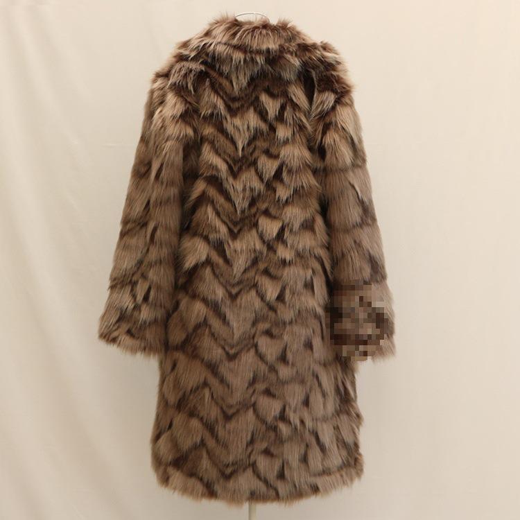 Women's Long Faux Fox Fur Coat - Versatile, Loose, Over-the-Knee, Warm Winter Style