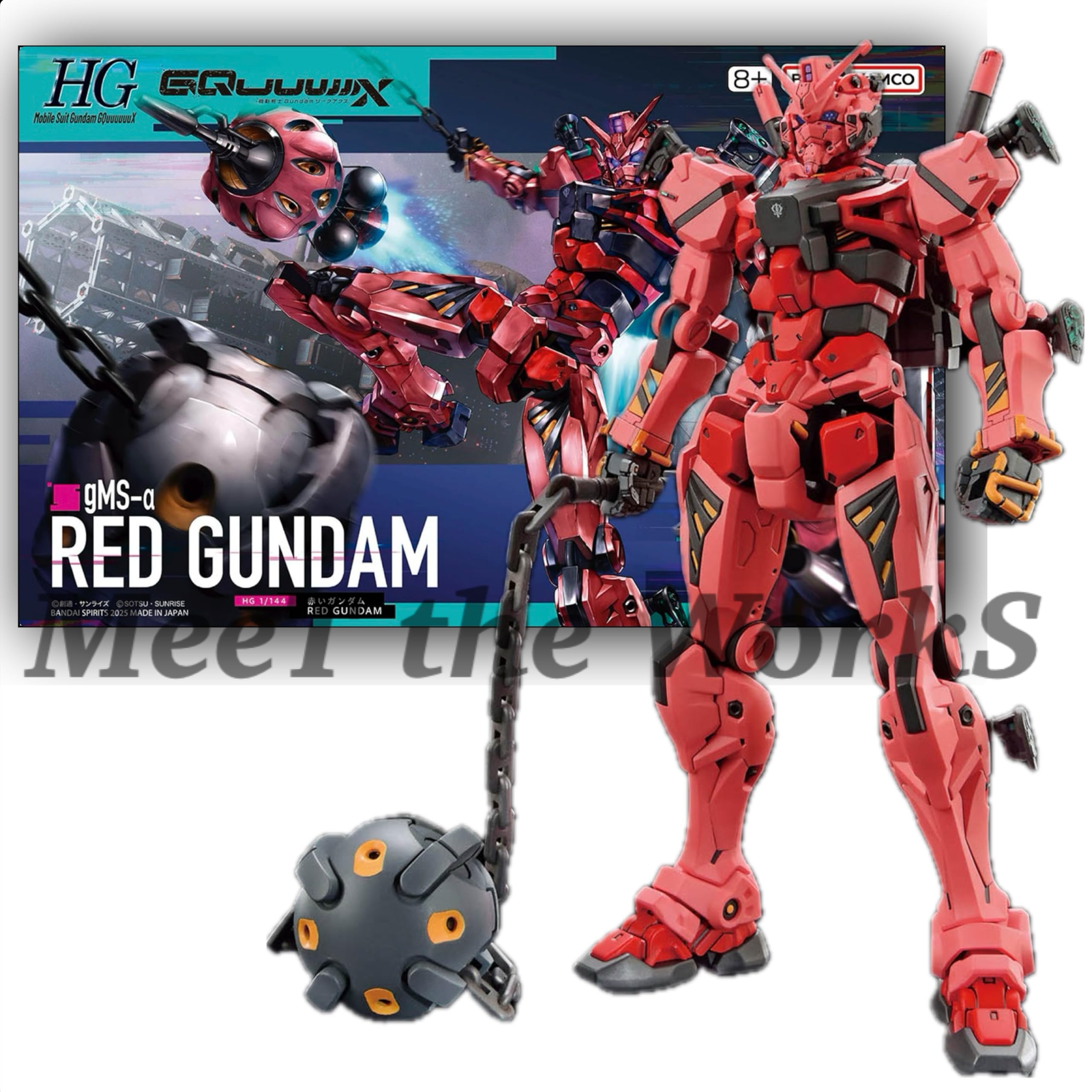 Red Gundam Mobile Suit GQuuuuuuX Zeke Axe Plastic Model Kit [HG] 1/144 Pre-colored
