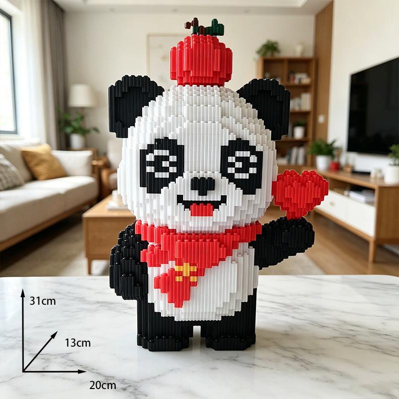 Apple Heart Panda LEGO Compatible Summer Toys: Children's Puzzle & Building Blocks Set
