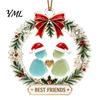 Acrylic Pendant for Holiday Decoration Best Friends Christmas Wreath Pendant, Hanging Ornament, Gift Decorative Piece Party DIY Festive Accents