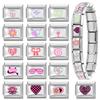 Sweet DIY Making Pink Y2K Italian Charm Bracelet Flowers Lips Bow Heart Eyes Music Bead Fit 9mm Stainless Steel Fashion Jewelry