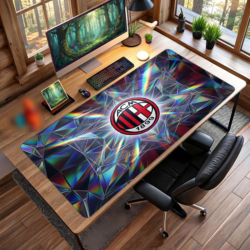 משטח עכבר גדול מודפס AC Milan, משטח שולחן גיימינג מגומי רך מונע החלקה לקישוט משרד, מחשב נייד, מחשב