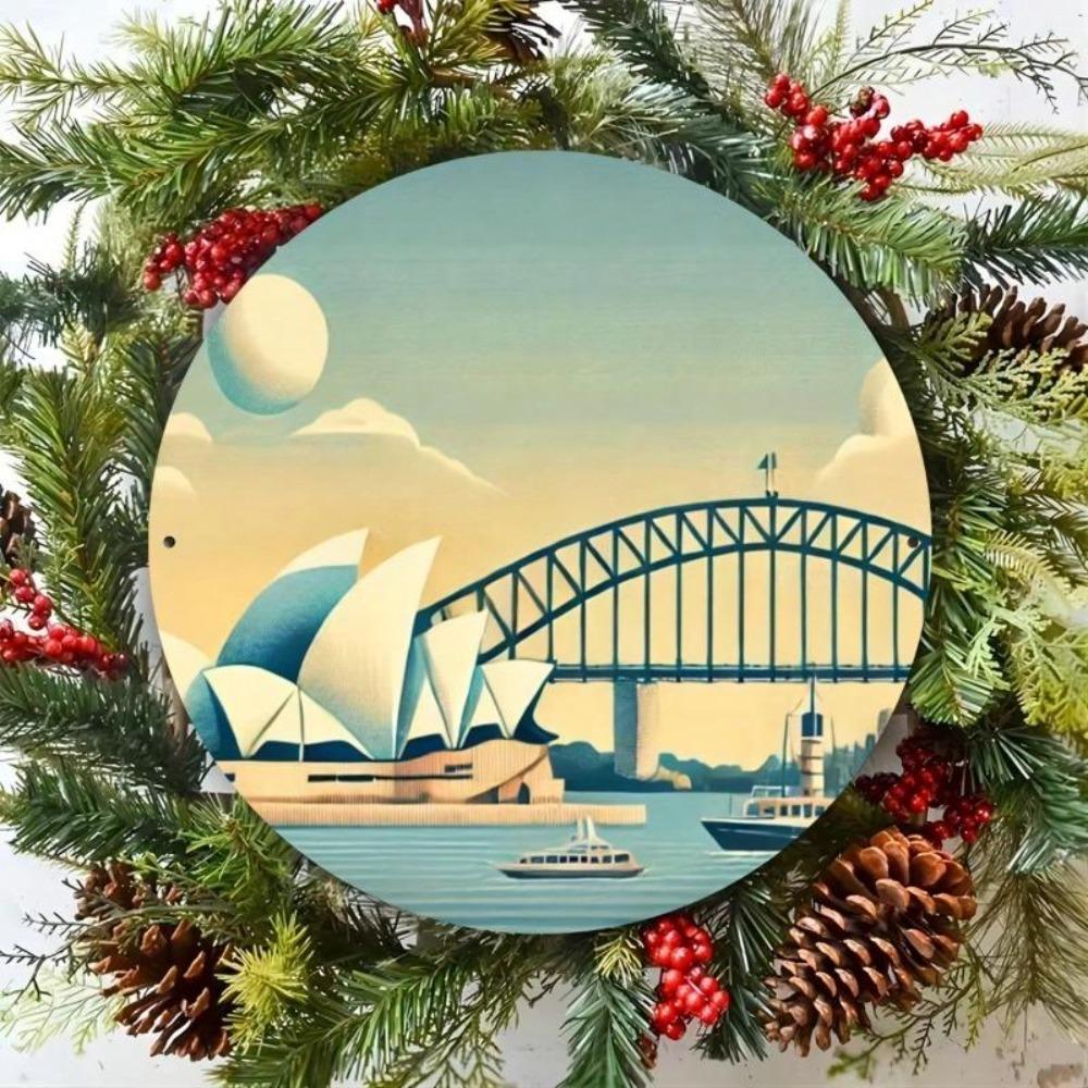 Vintage Metal Tin Sign Sydney Opera House Harbour Bridge Wall Art Decor