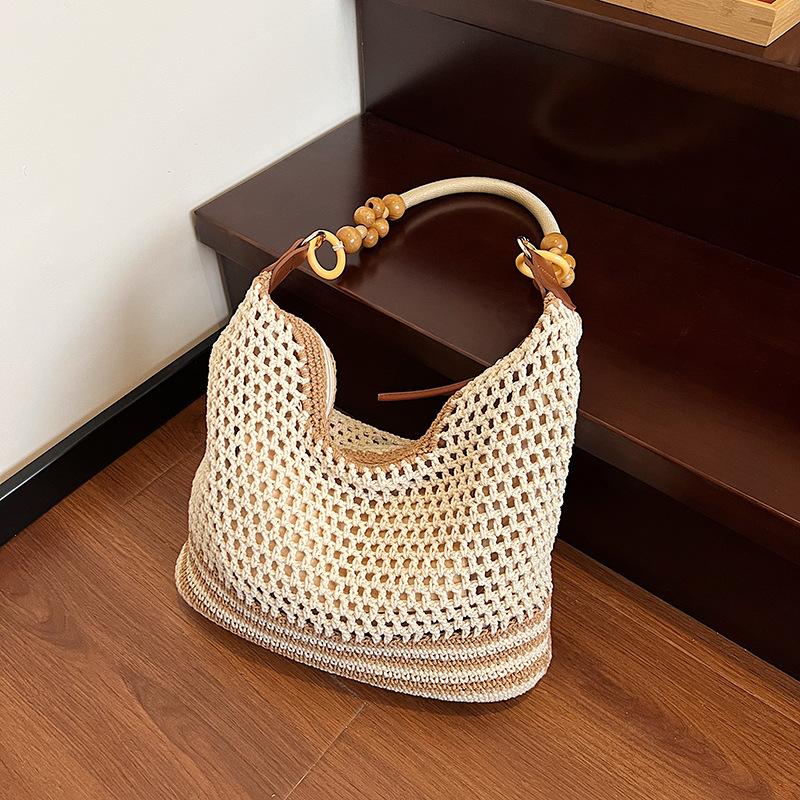 Holiday Style Woven Bag Women's New Knitted Hollow Shoulder Bag Fashionable Large-capacity Messenger Bag Beach Bag