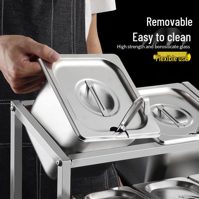 Meishangyuan Stainless Steel Condiment Organizer with Fraction Pans