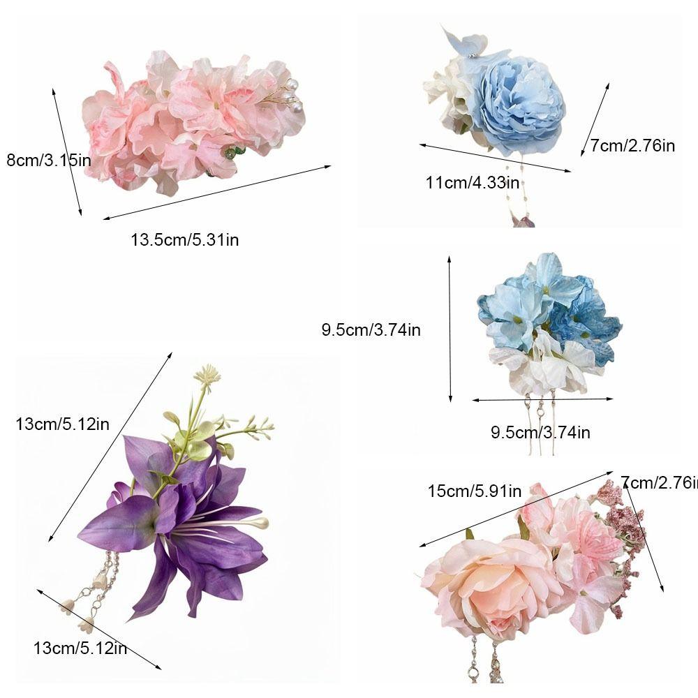 Sweet Pearl Flower Hairpin Tassel Ancient Style Hanfu Hair Accessories Headdress Colorful Chinese Style Hair Clip Girls