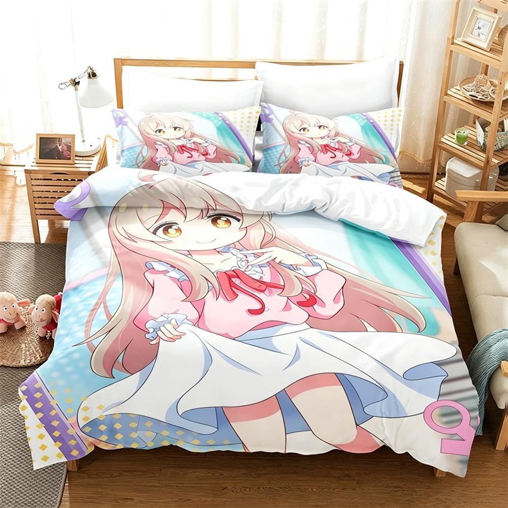 3D Printed Anime Onimai Bedding Set 2/3 Piece Duvet Cover Set Cute Girls Printed Bed Linen For Bedroom Decor Fans Gift