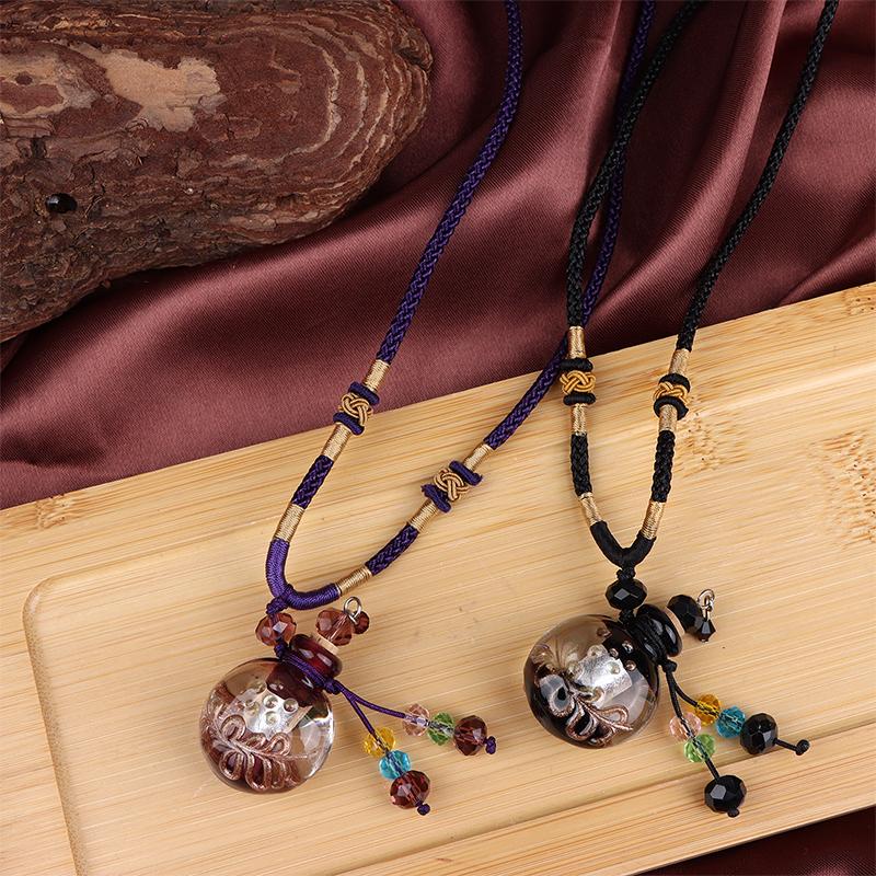 Barock Glas Parfümflasche Halskette Hängende Dekoration Tragbar Ätherische Öle Fläschchen Aroma Flasche Schmuck Auto Lufterfrischer Anhänger