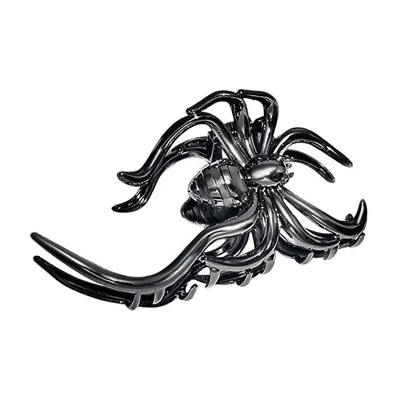 New  Halloween Spider Skeleton Hair Claw Clips for Women Jewelry Accessories Black Silver Gold Large Barrette Party Headwear
