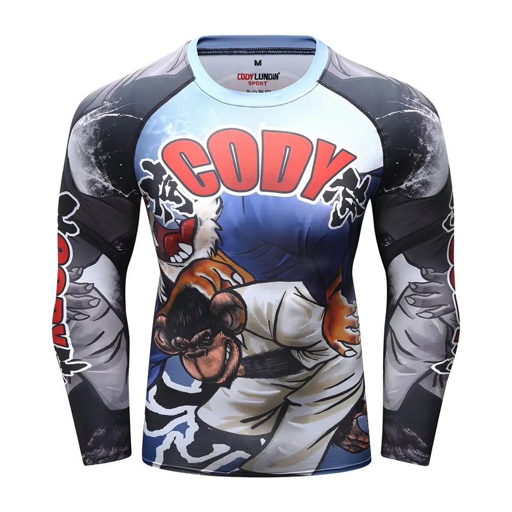 Fight Workout Mma Men'S Long Sleeve MMA Compression T-Shirt Men Boxing Rashguard Blank Bjj Rash Guard Sportswear Tees