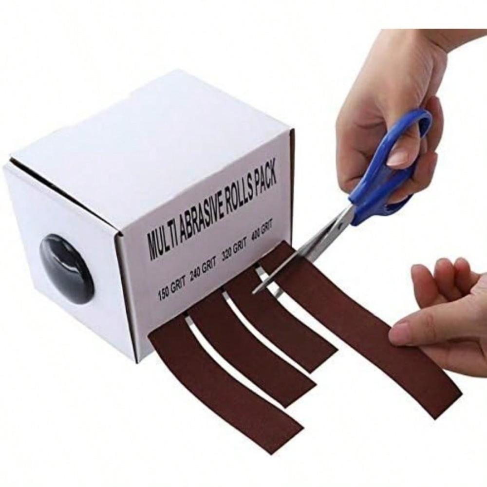 LYFJXX Abrasive Paper 4pc Sandpaper Variety Pack-150 240 320 400 Grit With Dispenser Drawable Emery Cloth Roll Metal Glass Carpentry Sanding Paper