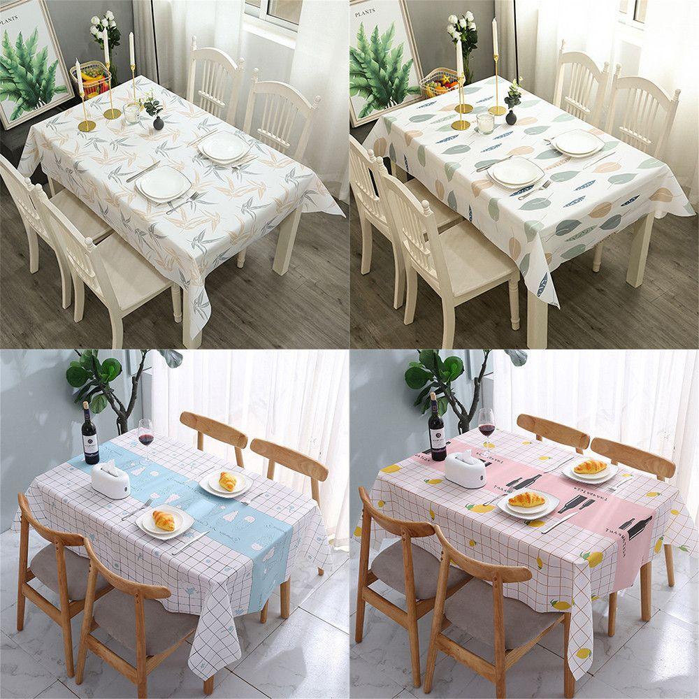 137*90cm Plastic PVC Rectangula Grid Printed Tablecloth Waterproof Oilproof Kitchen Dining Table Cover Mat Oilcloth Antifouling
