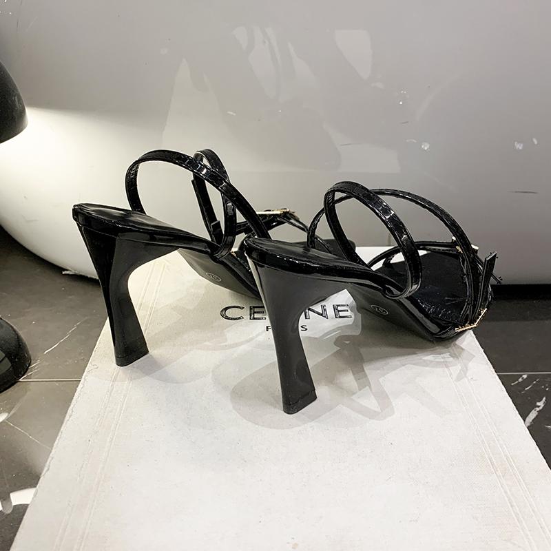 Summer Sandals Women New Style One Line Strap Super High Heel Sandals Women's Pointed Thin Heels Banquet Red Simple High Heels