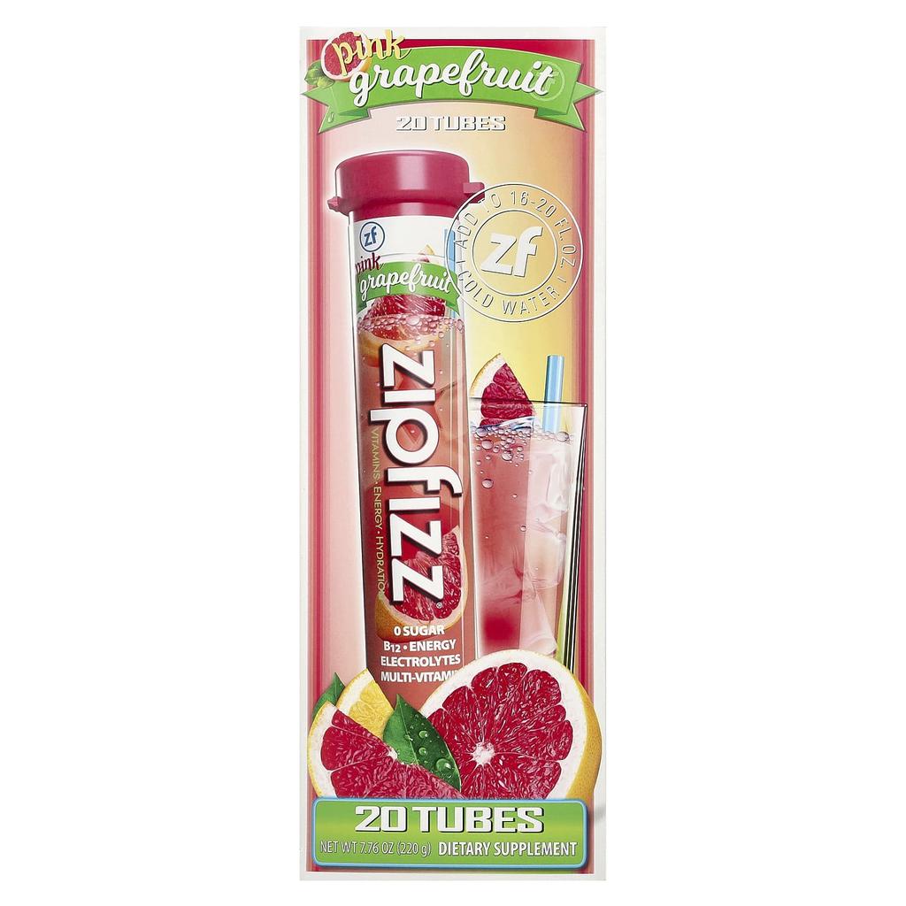 Zipfizz Healthy Sports Energy Mix, Contains Vitamin B12, Pink Grapefruit Flavor, 20 Tubes, 11g (0.39oz) Each