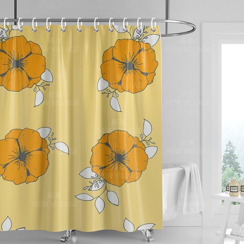 Home Shower Curtains Bathroom Decora Waterproof Fabric Non-Slip Bathmat Water Absorption Curtain Modern Nordic Simple Plant