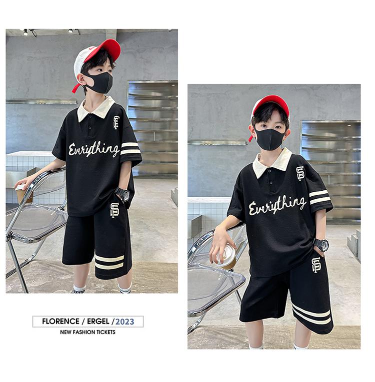 Children's Clothing Boys Summer Short-Sleeved Polo Shirt Set