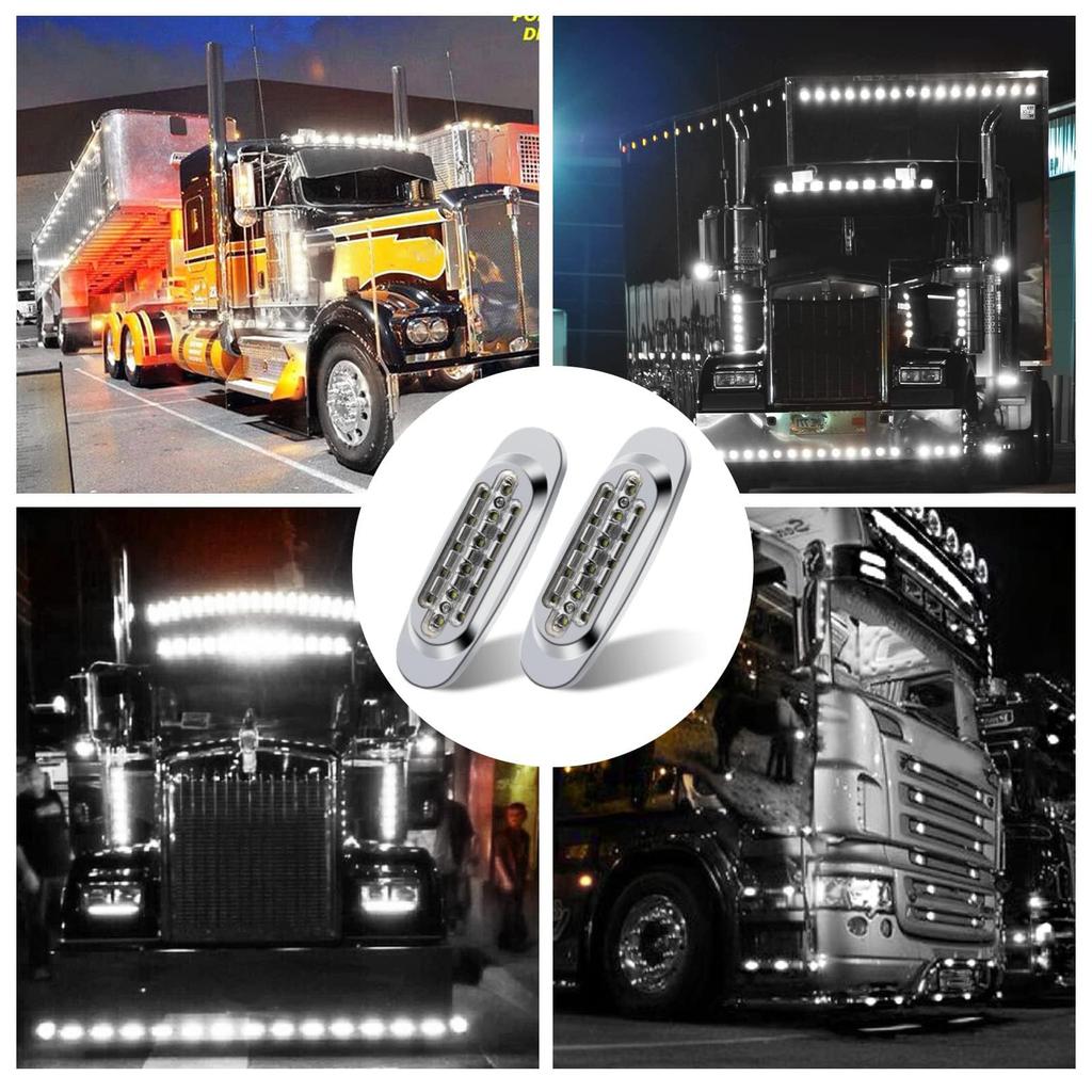 Side Marker LED 24V White Truck Marker Side Marker Signal X-STYLE Hi/Lo 16-LED Lights, Lights, Trailer/Bus Lights, 2-Pack (White)